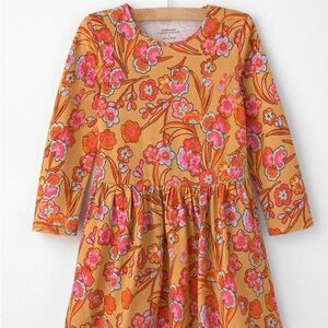 Garnet Hill Orange and Pink Long Sleeve Olivia Sundress green cotton size medium